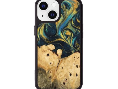 iPhone 13 Wood Phone Case - Julisa (Teal & Gold, 746384) For Discount