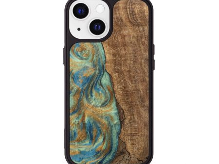 iPhone 13 Wood Phone Case - Teri (Teal & Gold, 745973) Online Hot Sale