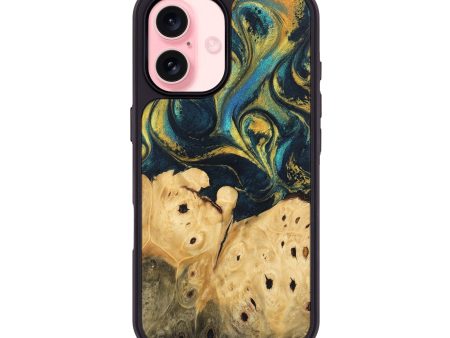 iPhone 16 Wood Phone Case - Julisa (Teal & Gold, 746384) Fashion