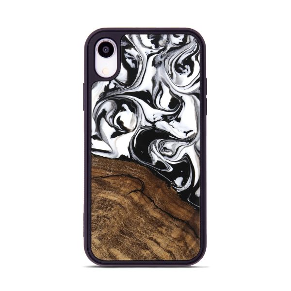 iPhone Xr Wood Phone Case - Janelle (Black & White, 746225) on Sale