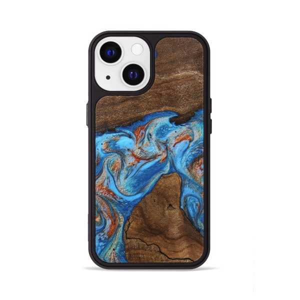 iPhone 13 Wood Phone Case - Kinsley (Teal & Gold, 746084) Online